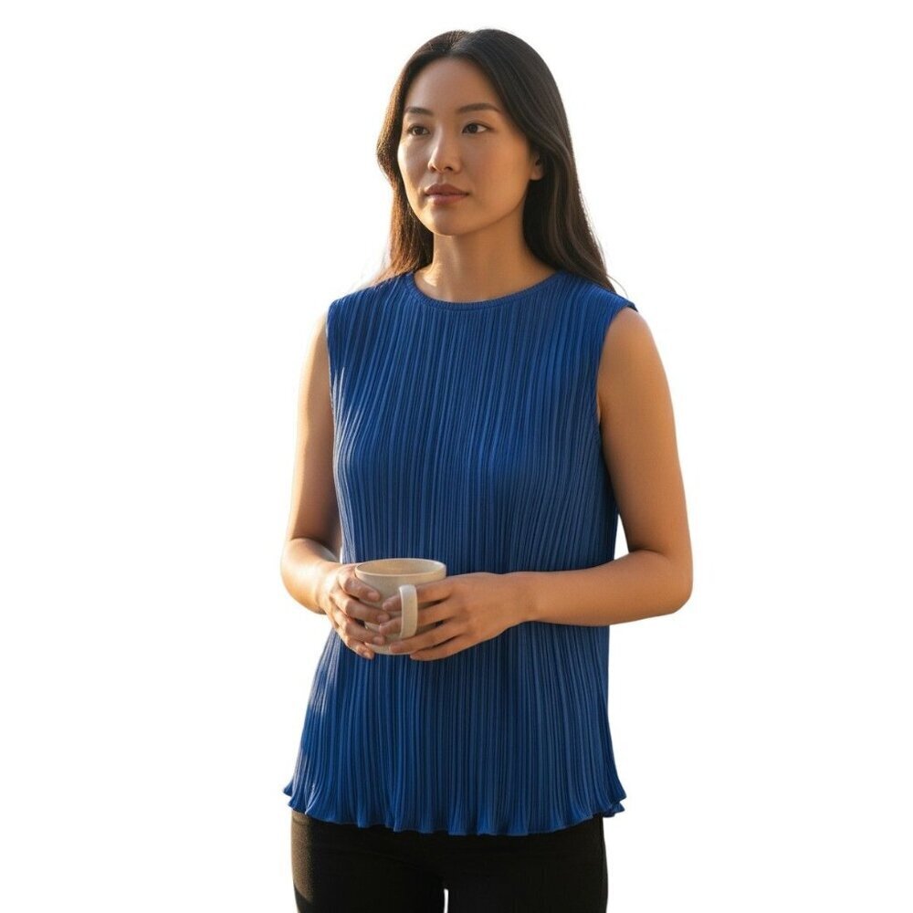 Kate & Mallory Royal Blue Pleated Sleeveless Blouse XL NWOT Women’s Top